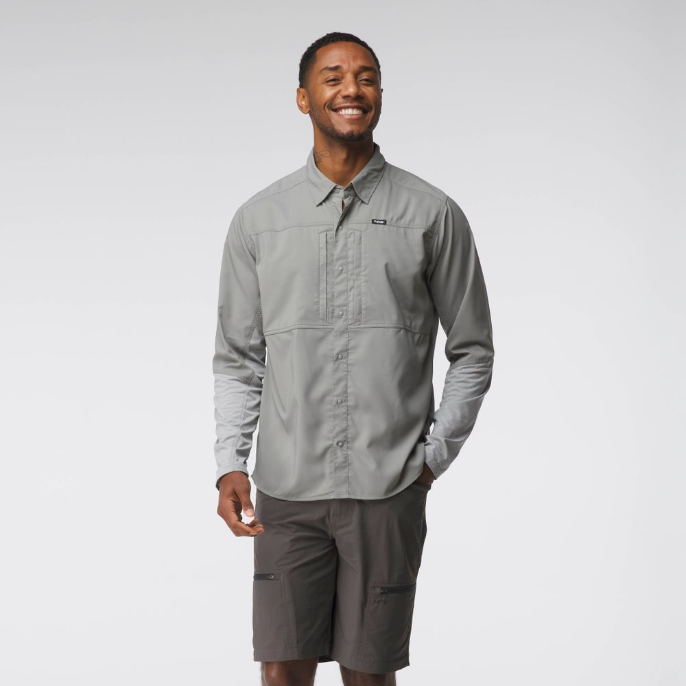 NRS Men's Switch Hybrid Shirt, Pebble, front view