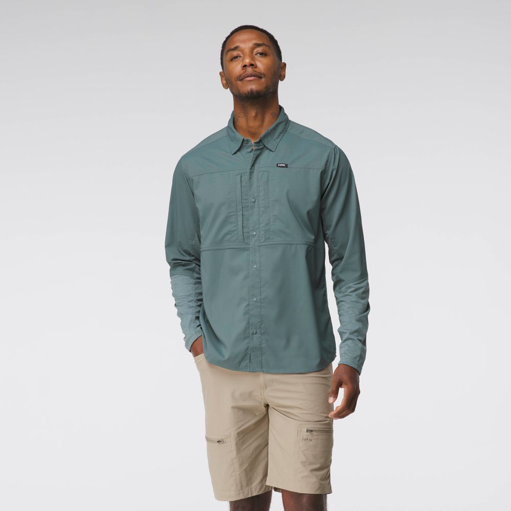 NRS Men's Switch Hybrid Shirt, Slate, front view