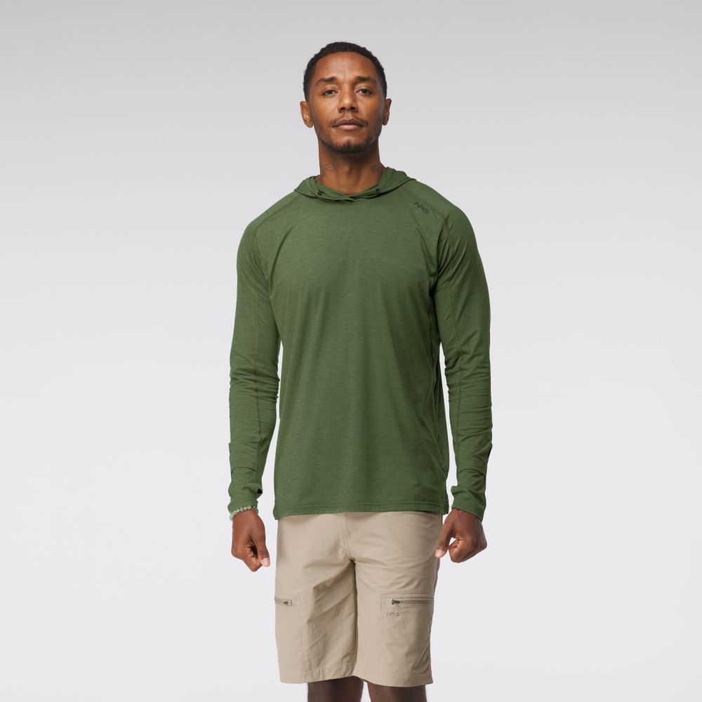 NRS Men's Silkweight Hoodie, Pineneedle, front view