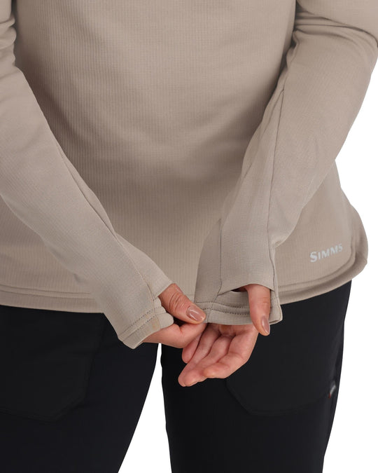 Simms Women's Heavyweight Baselayer Hoody, worn, view 2