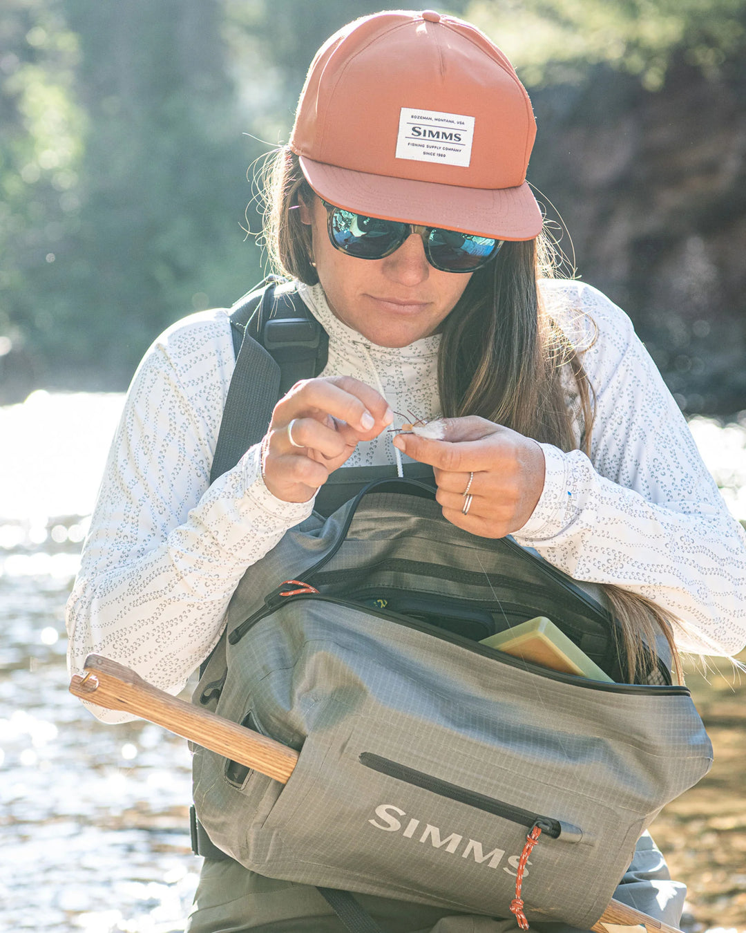 Simms Fishing Dry Creek Z Sling Pack, worn, view 2