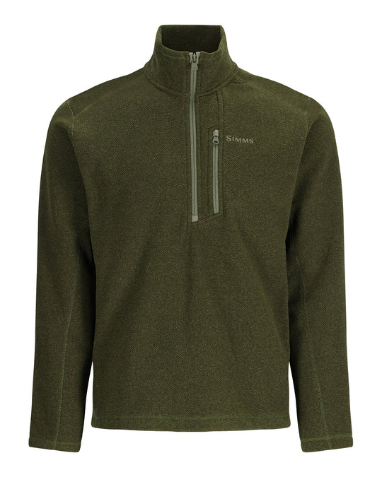 Simms Men's Rivershed-Half Zip Sale, Riffle Heather, front view