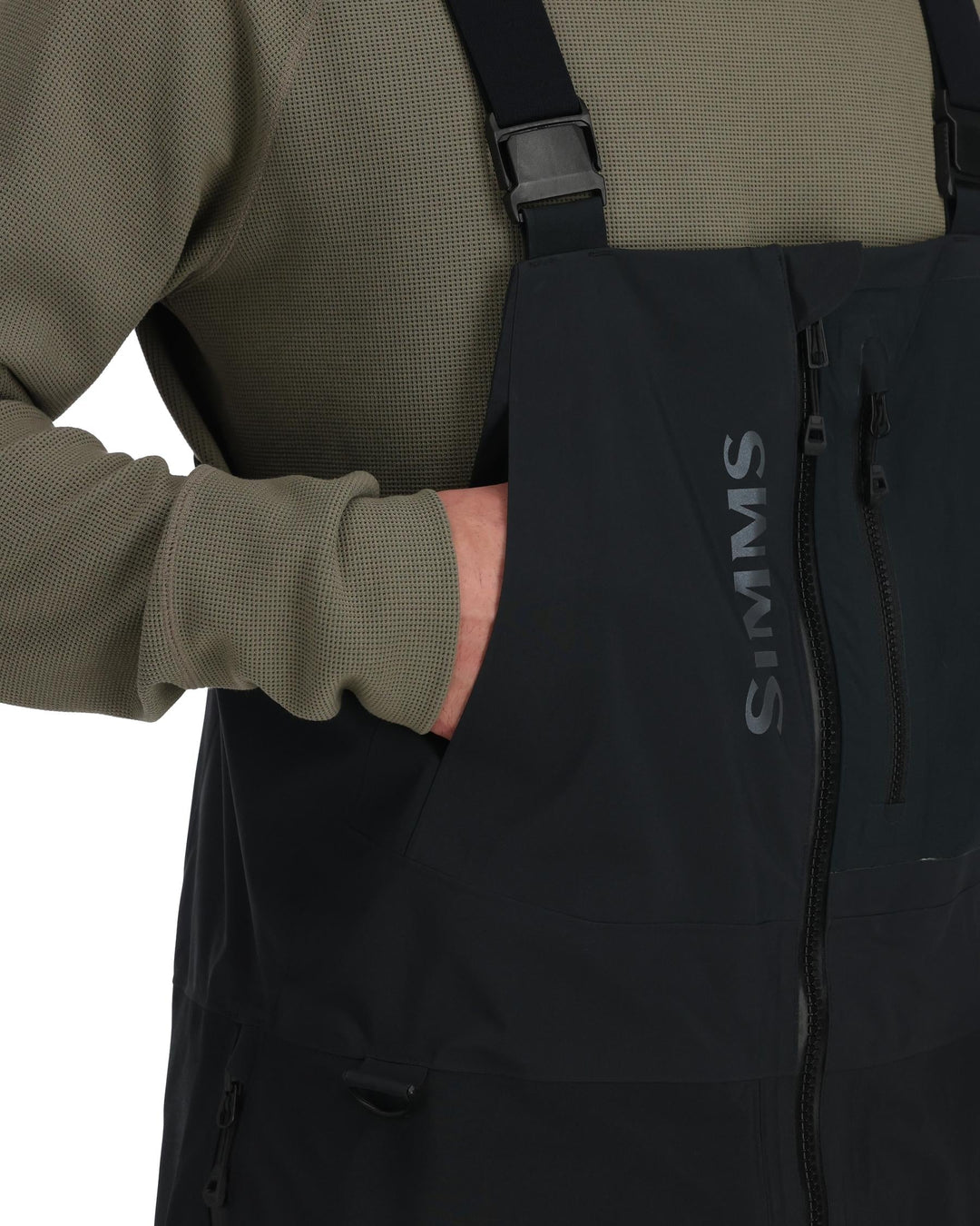 Simms Men's ProDry Bib, worn, view 2