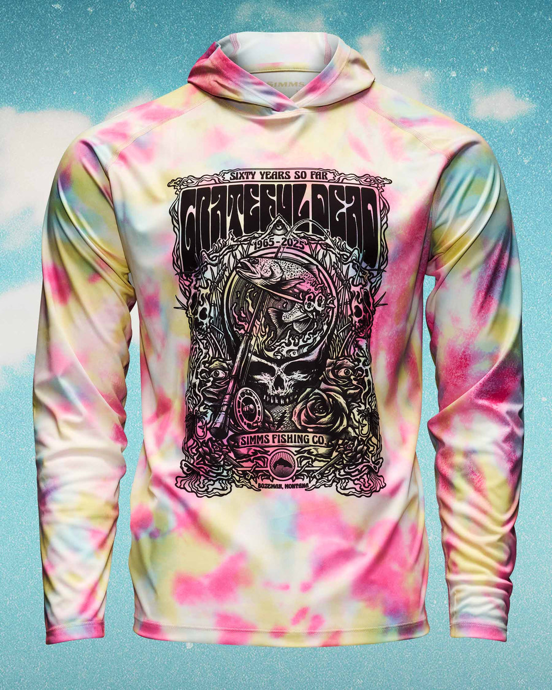 Simms Fishing Men's SolarTech Hoody - Grateful Dead: Fountain Print, front view