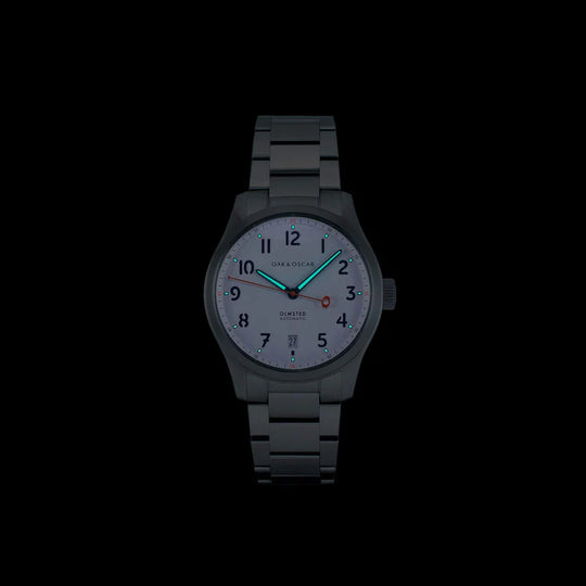 Oak & Oscar The Olmstead 38 - White Dial, The Olmsted, front view