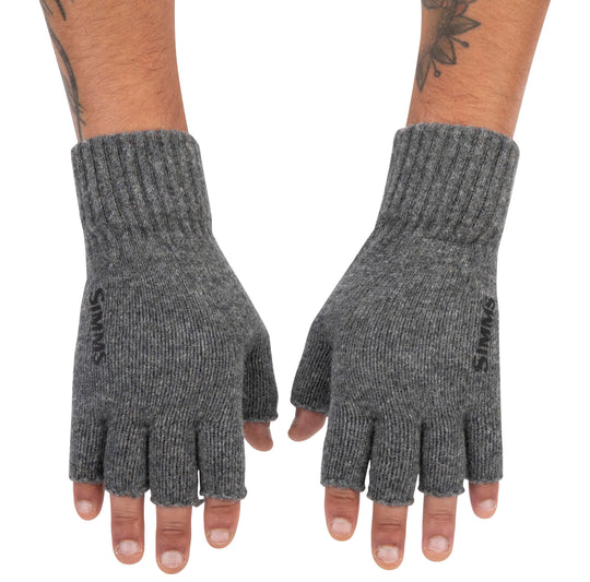 Simms Wool Half Finger Mitt, Steel