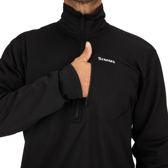 Simms Thermal 1/4 Zip Top Sale, Black, from above, view 4