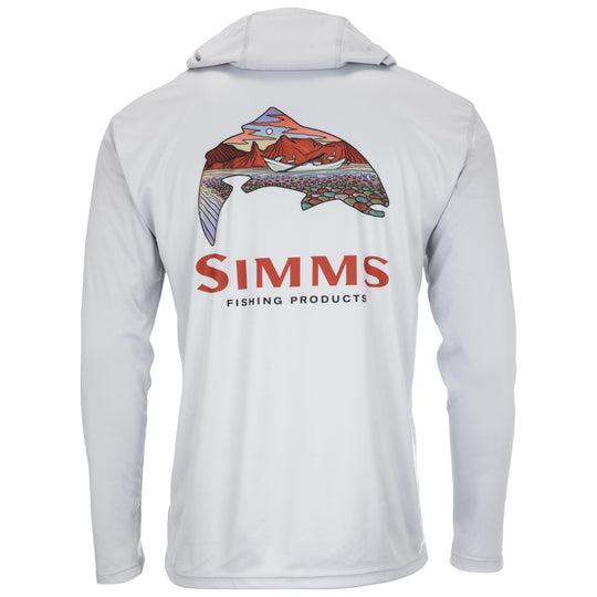 Simms Men's Tech Hoody - Artist Series Sale, Trout Logo Flame / Sterling