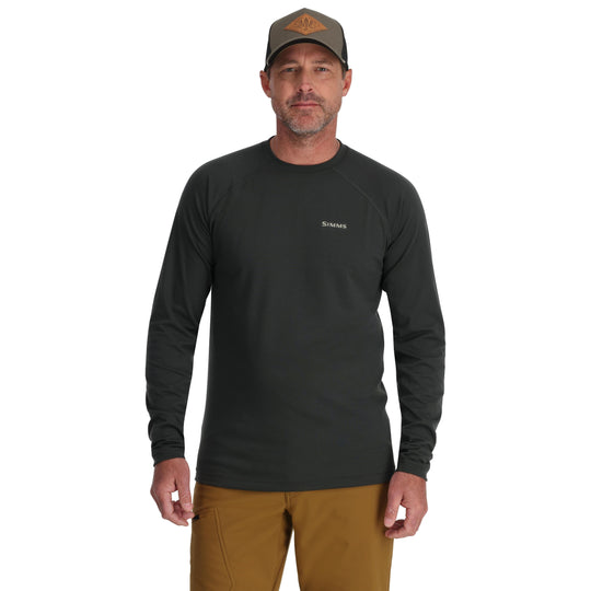 Simms Men's Lightweight Baselayer Top Sale, Carbon, from above, view 3