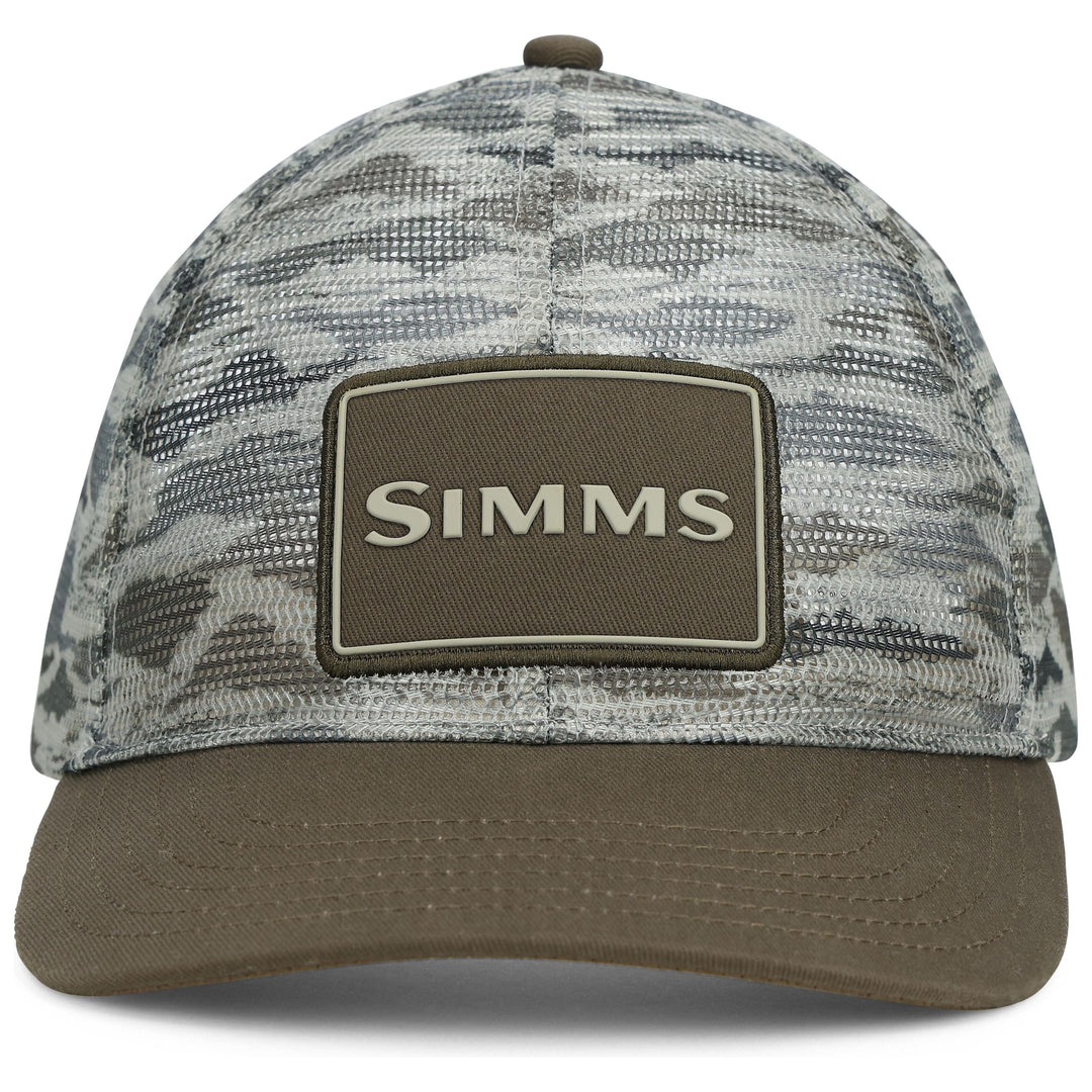 Simms Mesh All-Over Trucker Sale, Tiger Camo Sand/Smoke