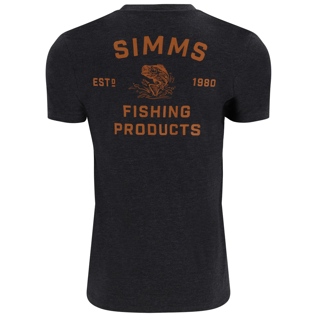 Simms Men's Stacked Bass T-Shirt Sale, Charcoal Heather, view 2