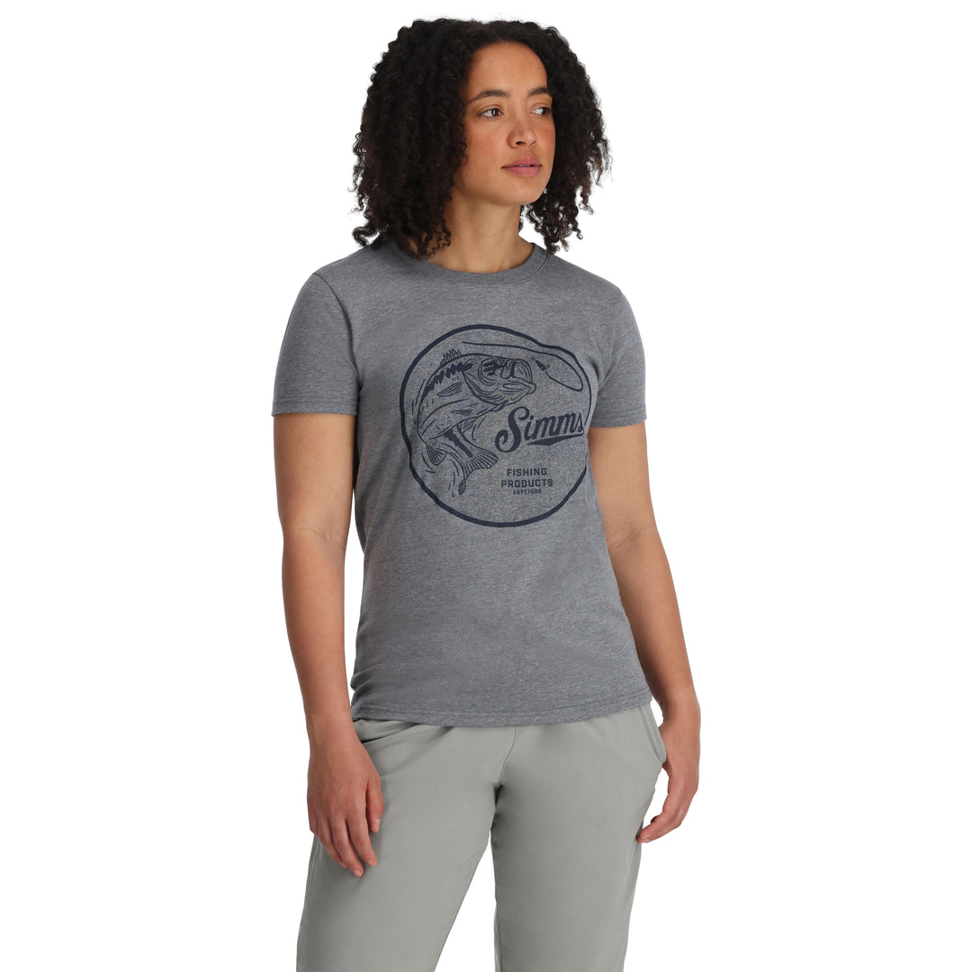 Simms Women's Nostalgic Bass T-Shirt Sale, Athletic Heather, view 3