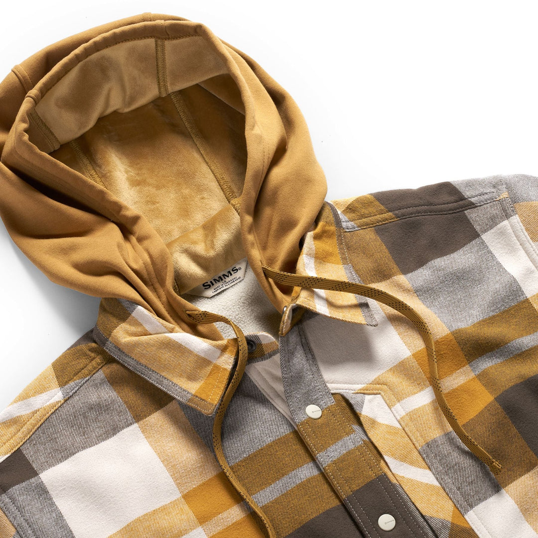Simms Men's Coldweather Hooded Shacket, Fitzgerald Plaid: Hickory, view 4