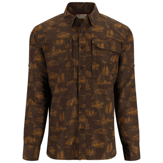 Simms Men's Guide Shirt, Hickory Mayfly Print