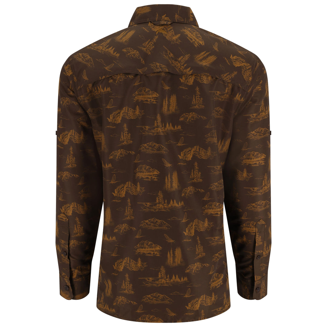 Simms Men's Guide Shirt, Hickory Mayfly Print, view 2