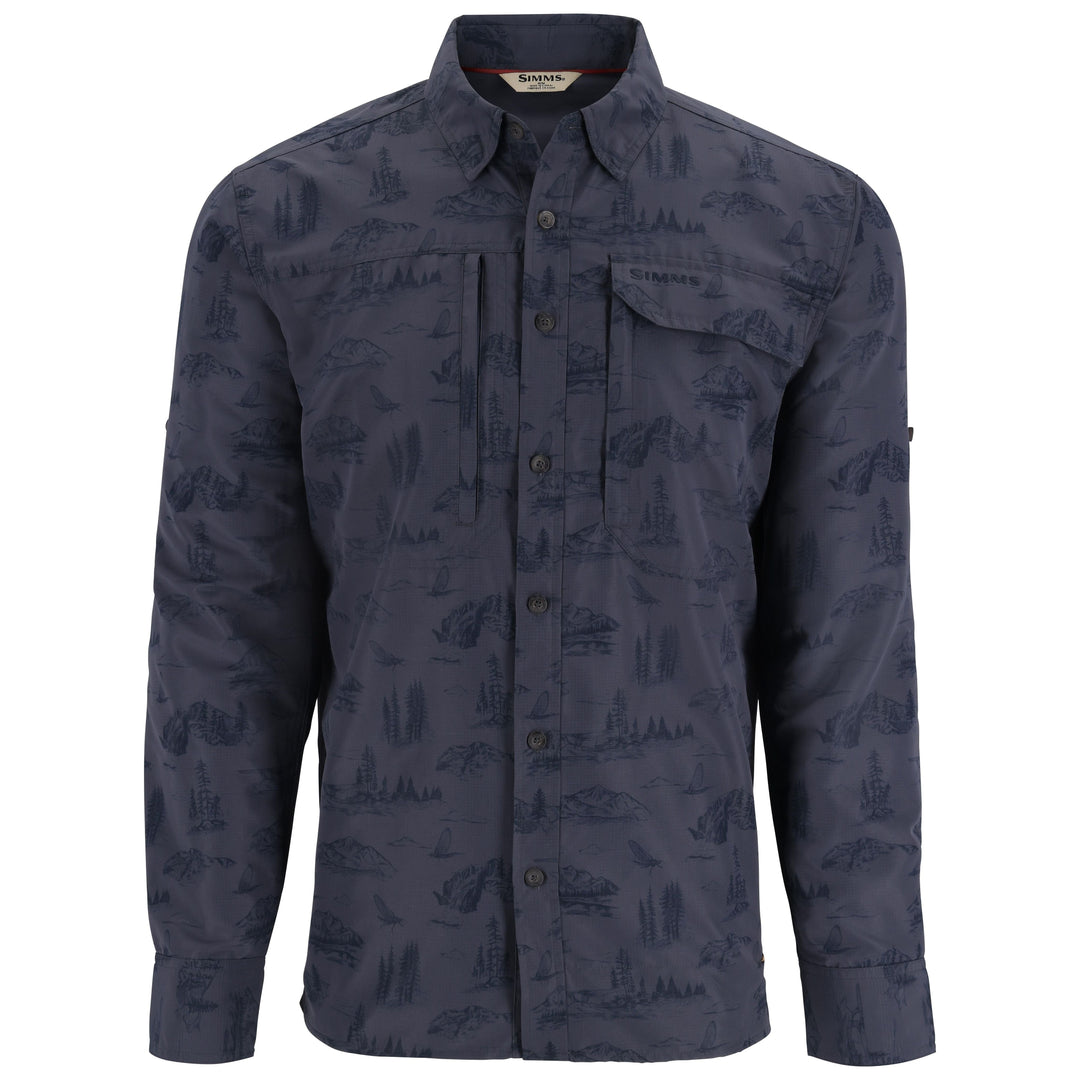 Simms Men's Guide Shirt, Selvedge Mayfly Print