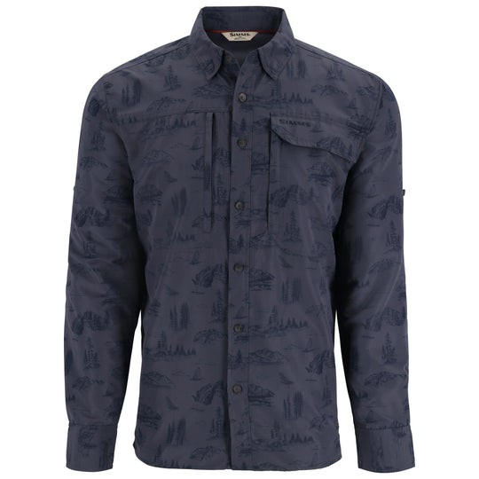 Simms Men's Guide Shirt, Selvedge Mayfly Print