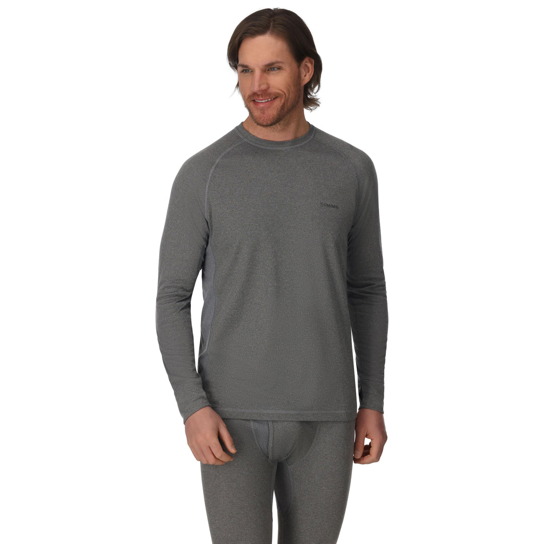 Simms Men's Strata 160 LS Crew, Dark Grey Heather, view 2