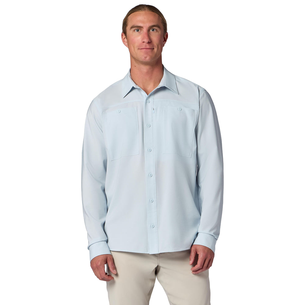 Simms Men's Launch LS Shirt, Bimini Blue Heather, view 2