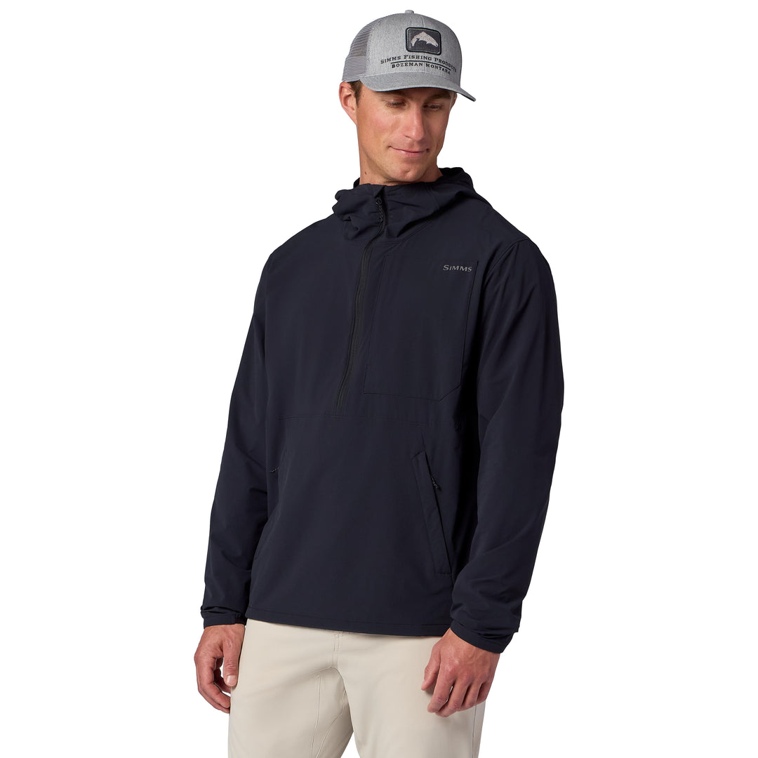 Simms Men's Rogue Flex Half-Zip Pullover, Black, view 2
