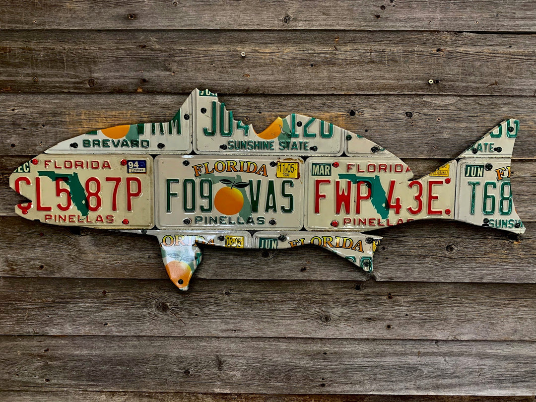 Cody's Fish Florida Orange Redfish License Plate Art