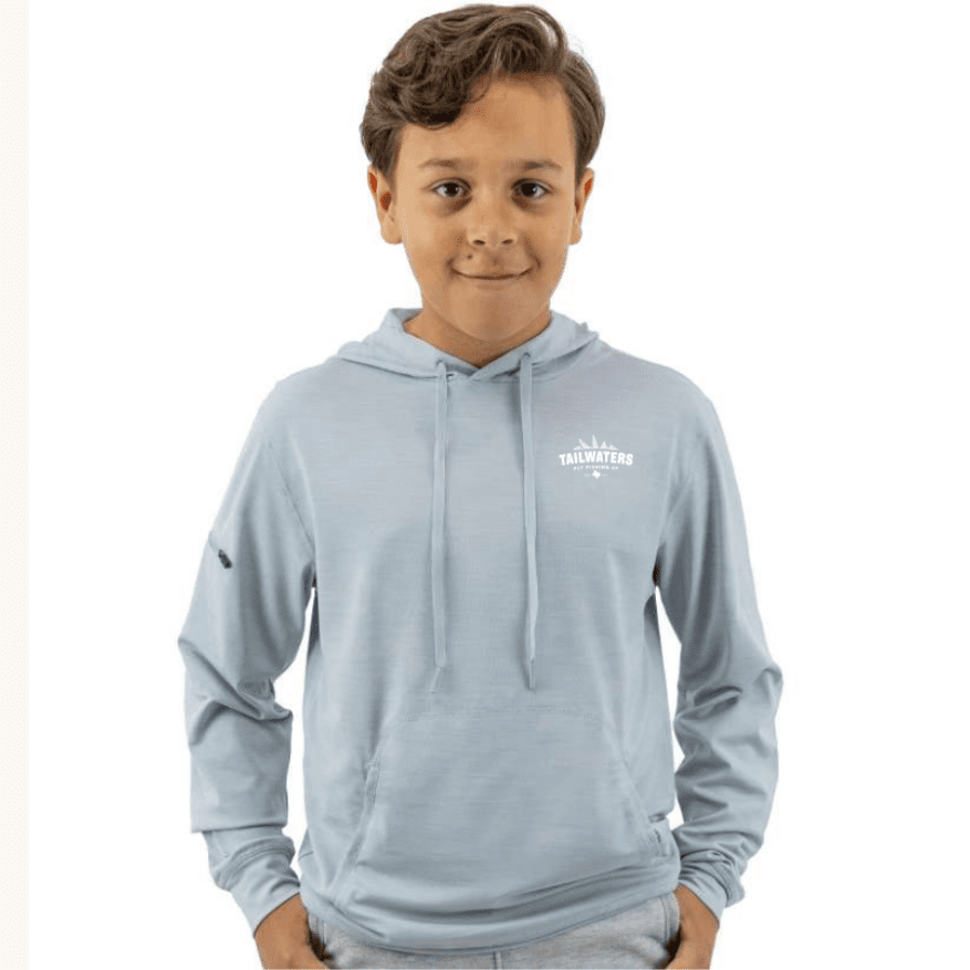 Tailwaters Fly Fishing Boys Helm Sunshirt, Light Grey