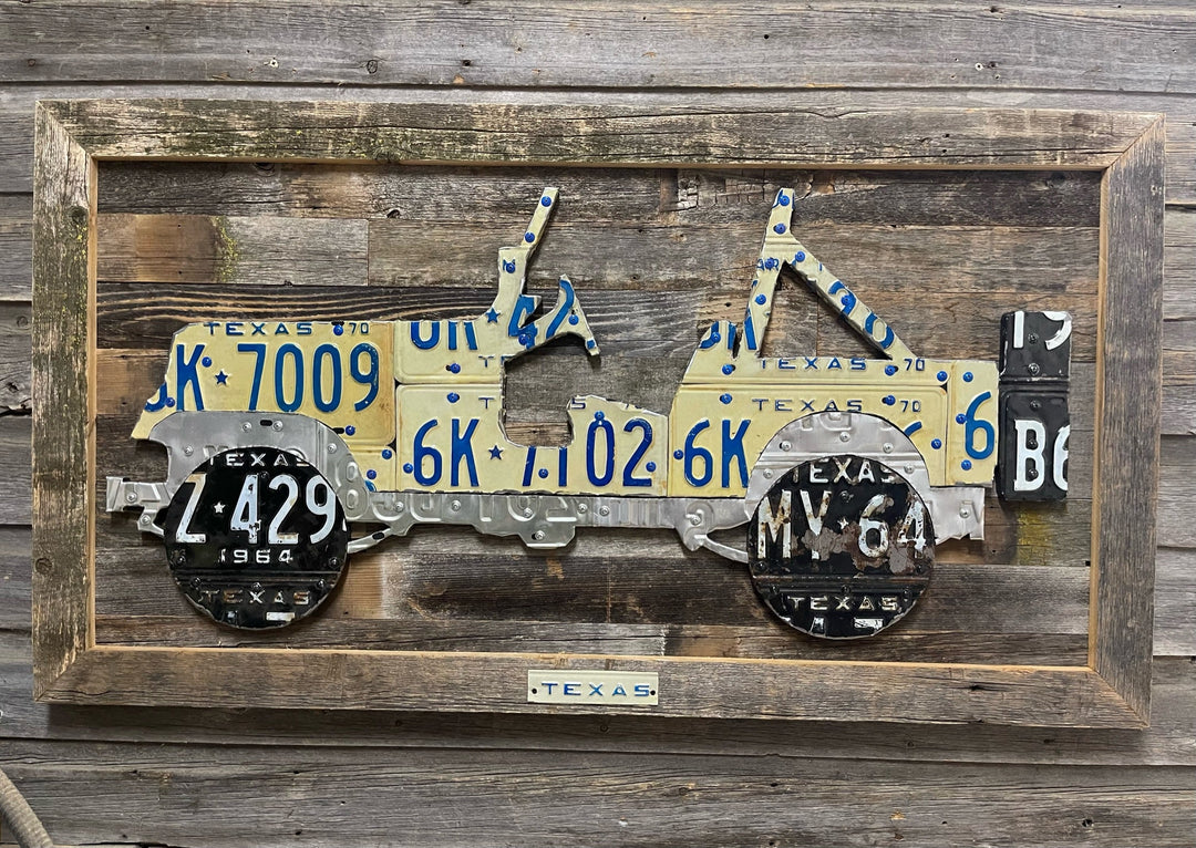 Cody's Fish Texas Vintage CJ-7 Jeep License Plate Art