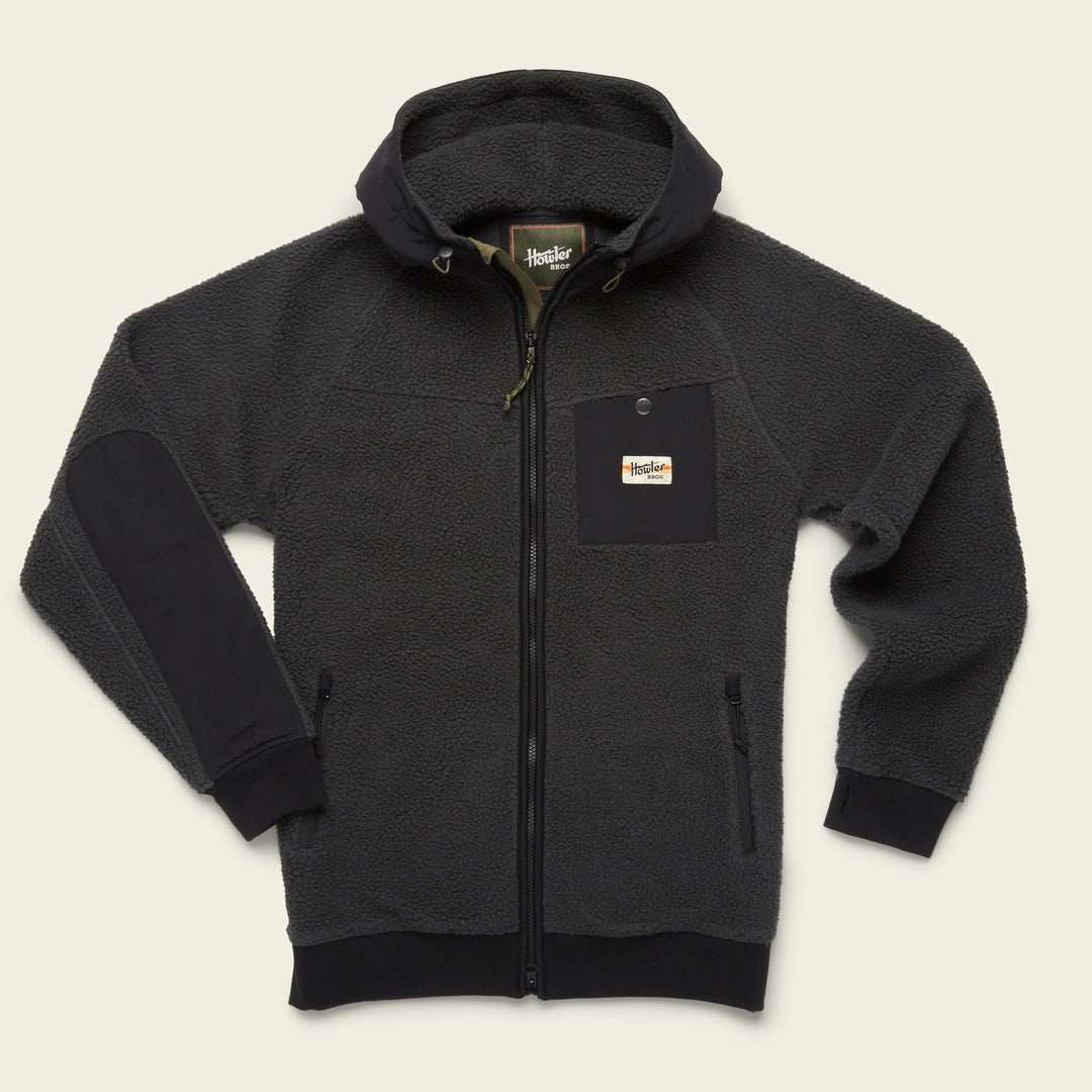 Howler Brothers Chisos Fleece Parka, Kettle Black, front view