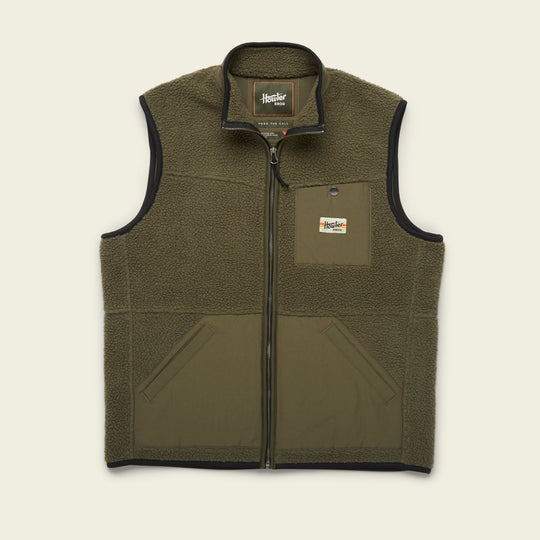 Howler Brothers Chisos Fleece Vest, Hideout Green, front view
