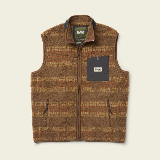 Howler Brothers Chisos Fleece Vest, Mescal Stripe, flat lay