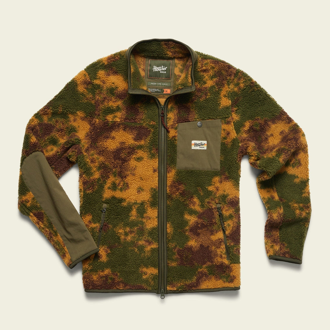 Howler Brothers Chisos Fleece Jacket, Inkblots Diffusion Camo, front view