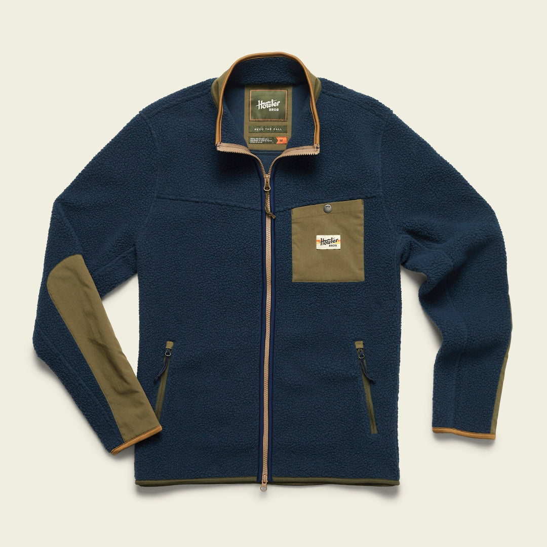 Howler Brothers Chisos Fleece Jacket, Station Blue, front view