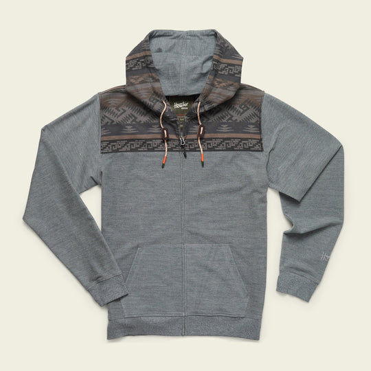 Howler Brothers Shaman Hoodie, Deep Grey Herrador Jacquard, front view