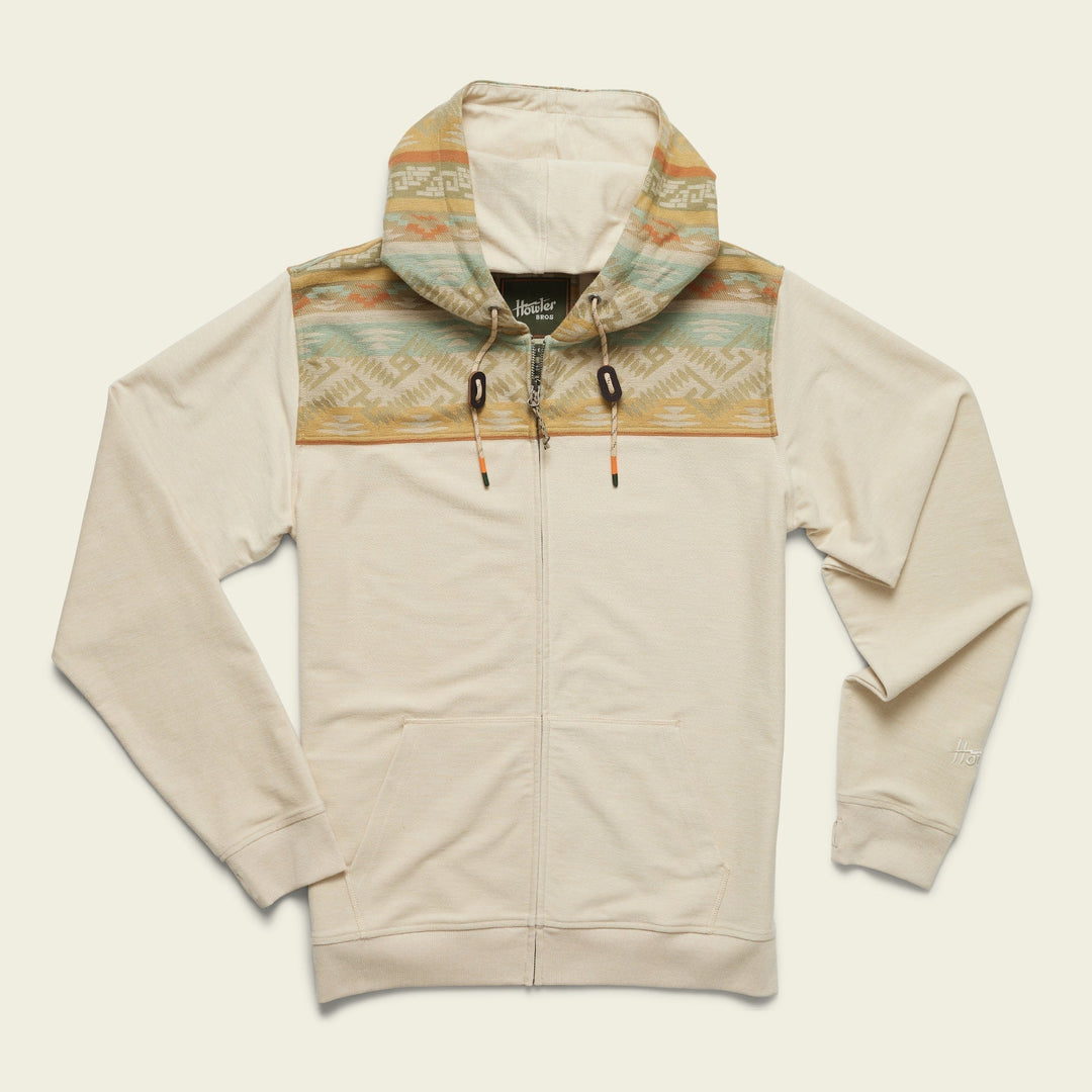 Howler Brothers Shaman Hoodie, Oatmeal Herrador Jacquard, front view