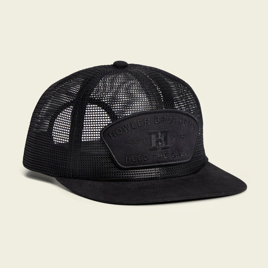 Howler Brothers Unstructured Snapback Hats  - Feedstore : Tan / Green, Feedstore Snapback Blacked Out, front view