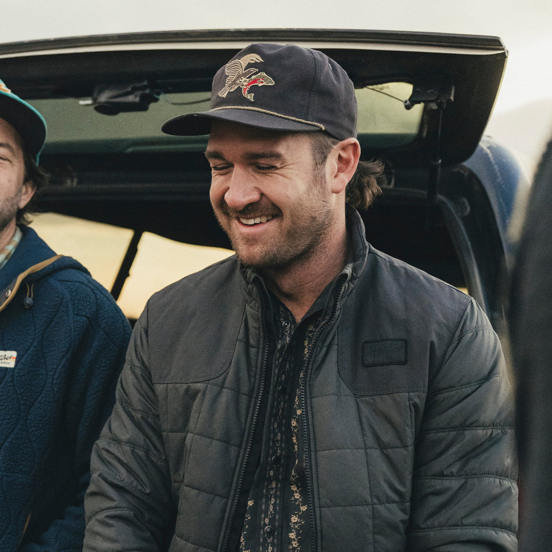 Howler Brothers Unstructured Snapback: Osprey Prey : Black Twill, White, worn