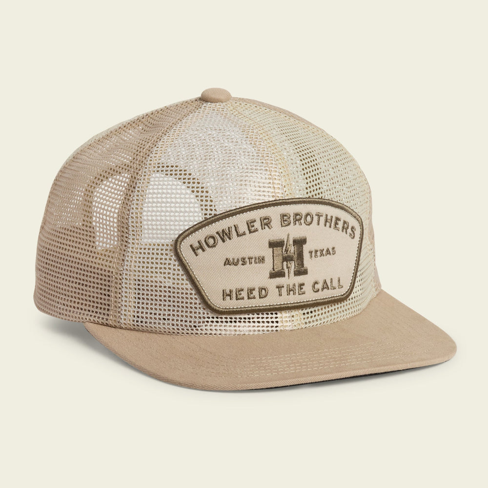 Howler Brothers Unstructured Snapback Hats  - Feedstore : Tan / Green, Feedstore Greys, front view