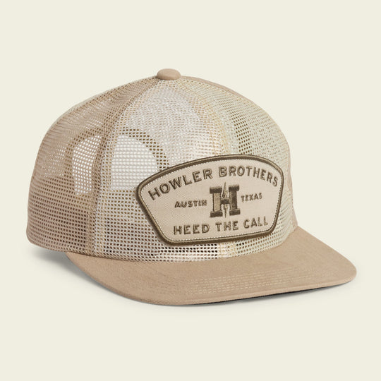 Howler Brothers Unstructured Snapback Hats  - Feedstore : Tan / Green, Feedstore Greys, front view