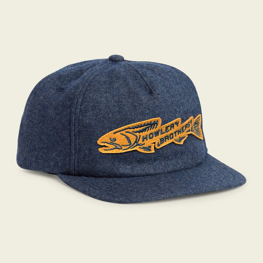 Howler Brothers Unstructured Snapback Hats  - Trout Bolt : Camo, Trout Bolt Navy Heather, front view