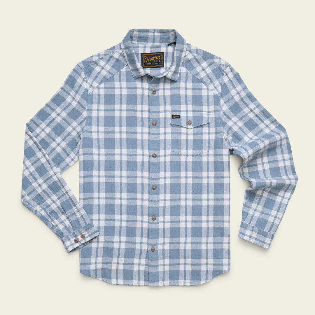 Howler Brothers La Grange Lightweight Flannel, Cohen Plaid : Iron Blue, front view