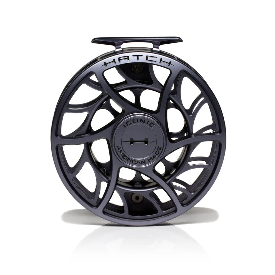 Hatch Iconic 11 Plus Fly Reel, Large Arbor, front view, view 3