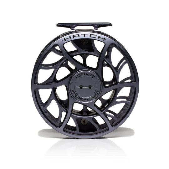 Hatch Iconic 11 Plus Fly Reel, Large Arbor, front view, view 3