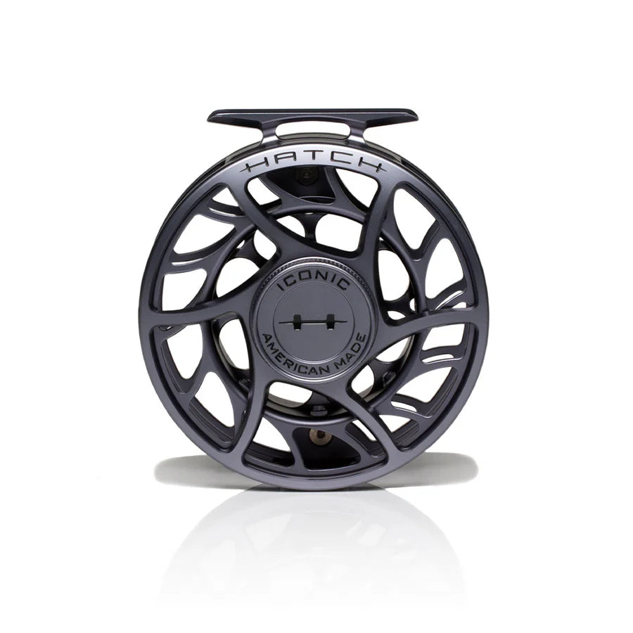 Hatch Iconic 7 Plus Fly Reel, Large Arbor, front view, view 3