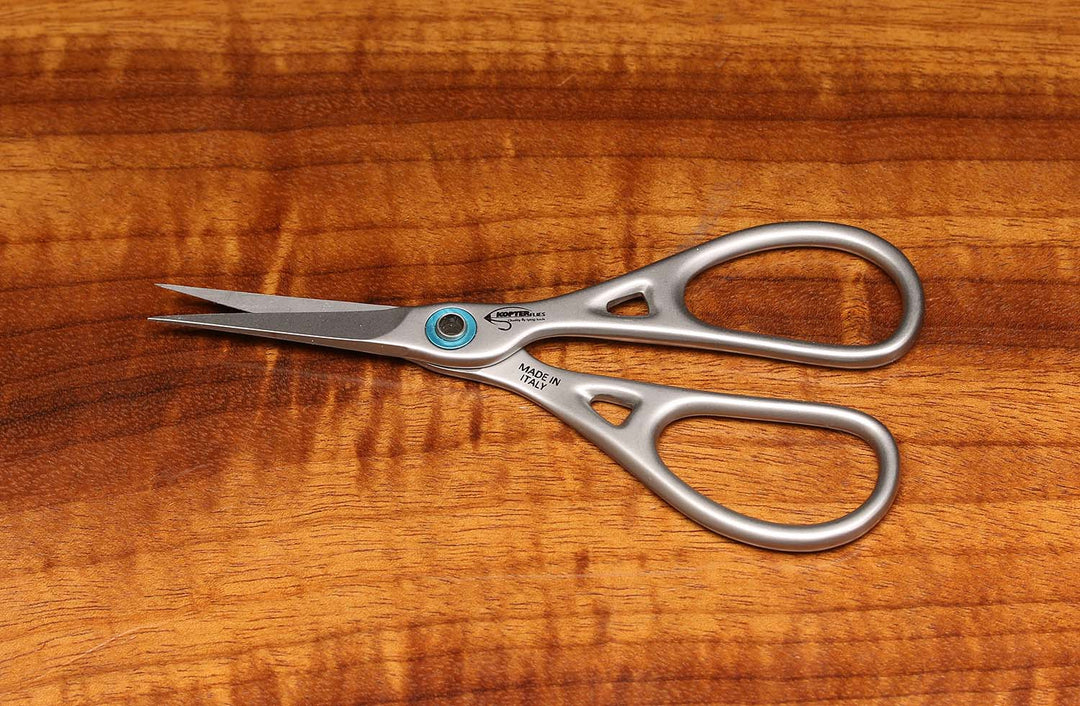 Hareline Kopter ULTIMATE Straight Long Blade Microserrated Edge Thin Point Scissors