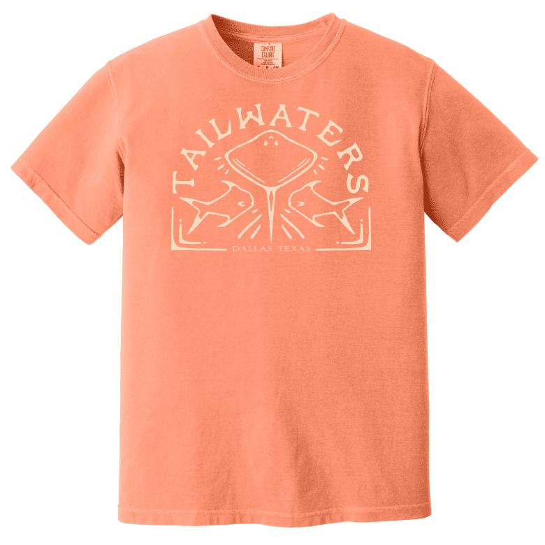 Tailwaters Fly Fishing Permit On Rays T-Shirt, Melon