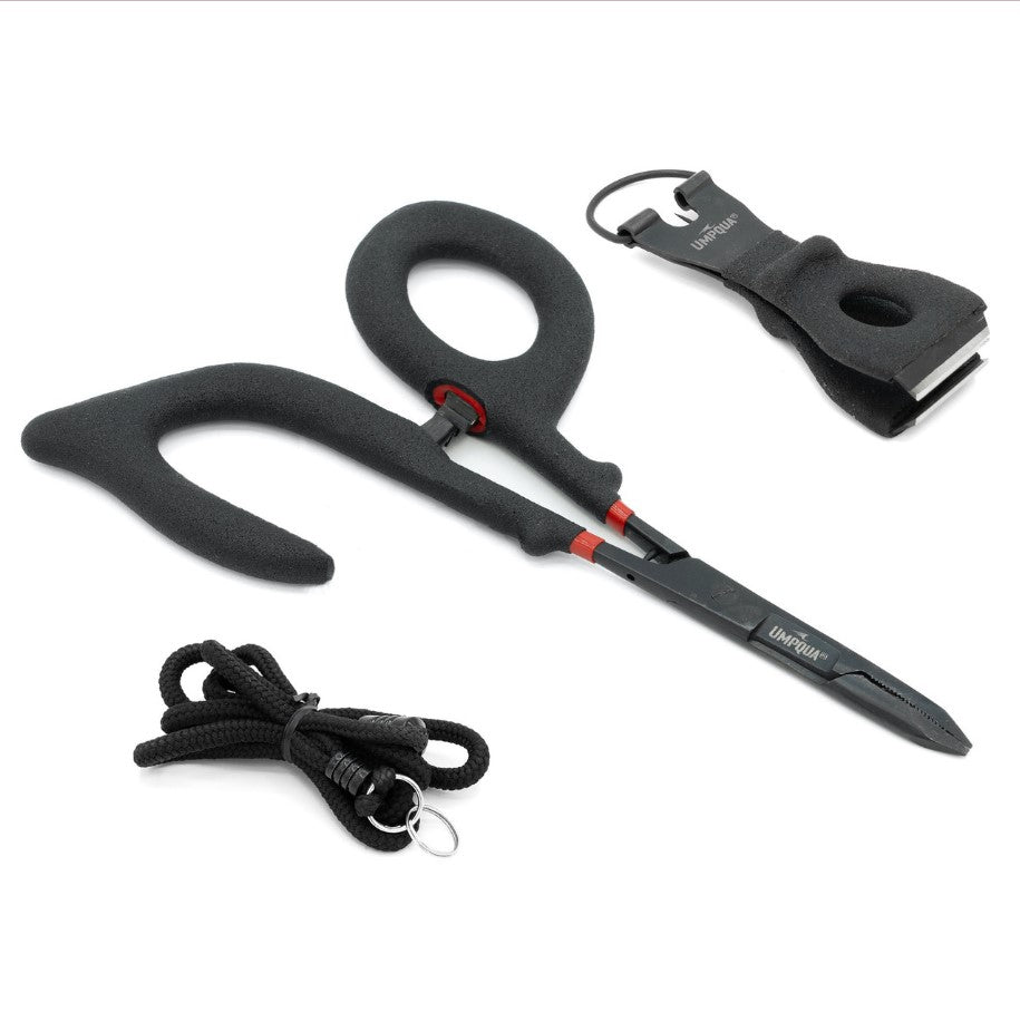 Umpqua Rivergrip Precision Series Open Clamp-Big Nipper-Lanyard Combo, Black