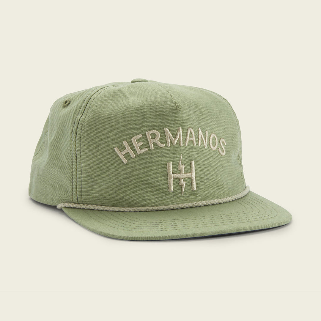 Howler Brothers Unstructured Snapback: Hermanos : Old Gold Corduroy, Hermanos Green, front view