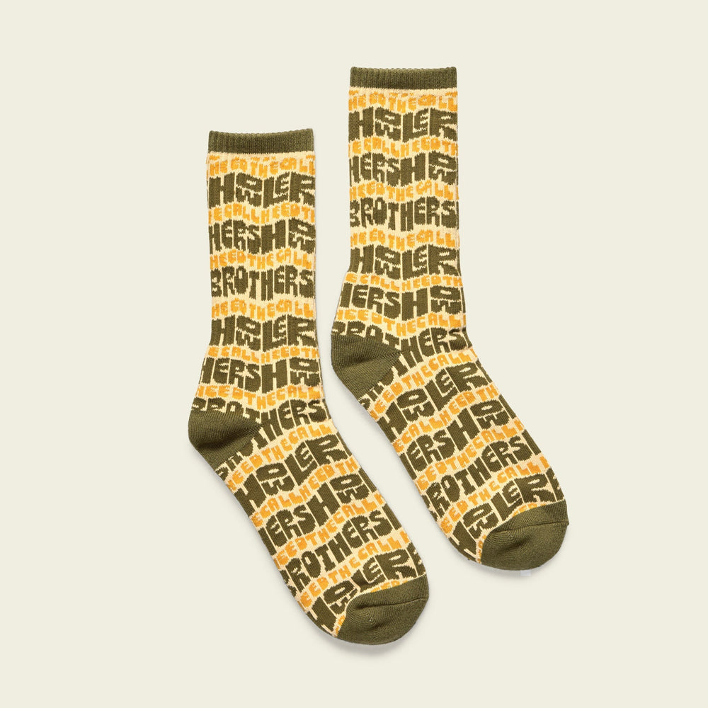 Howler Brothers Socks: HB Flow, HB Flow : Sand, front view, view 2