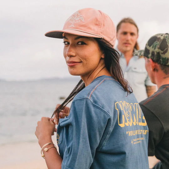 Howler Brothers Unstructured Snapback Hats  - Fresh Catch : Dusty Pink, worn, view 2
