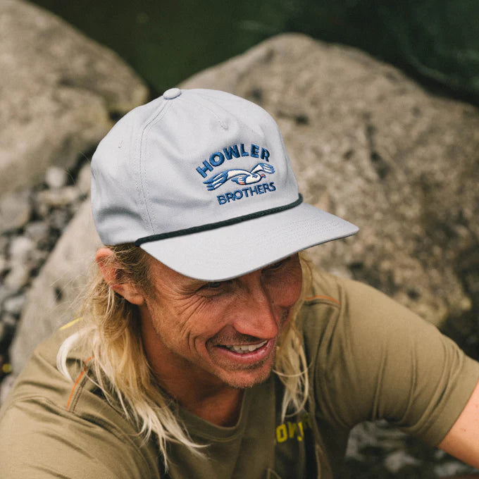 Howler Brothers Unstructured Snapback Hats  - Lone Gull: Stone Blue, worn
